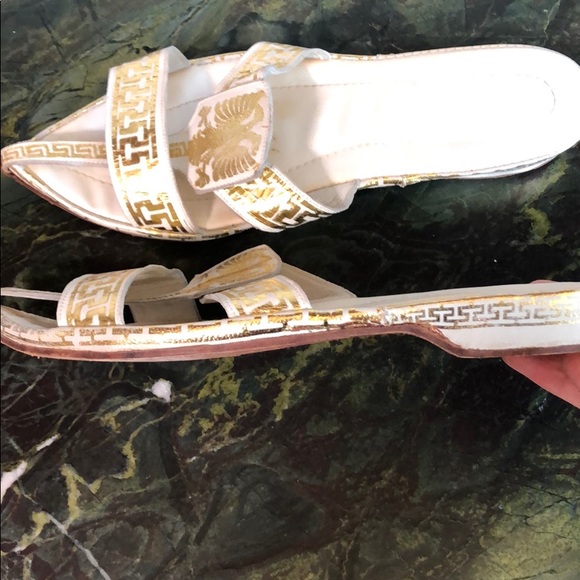 Vintage gold and white leather sandals from Greece - Picture 6 of 8